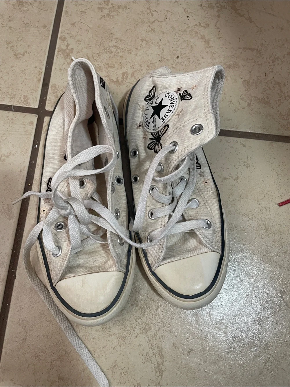 Converse White High Top Sneakers with Black Logo